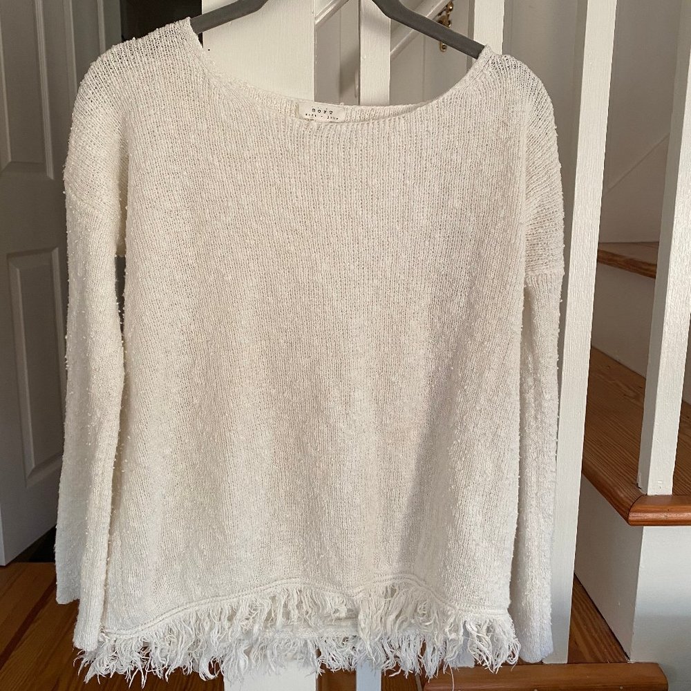 joie soft cotton linen white sweater